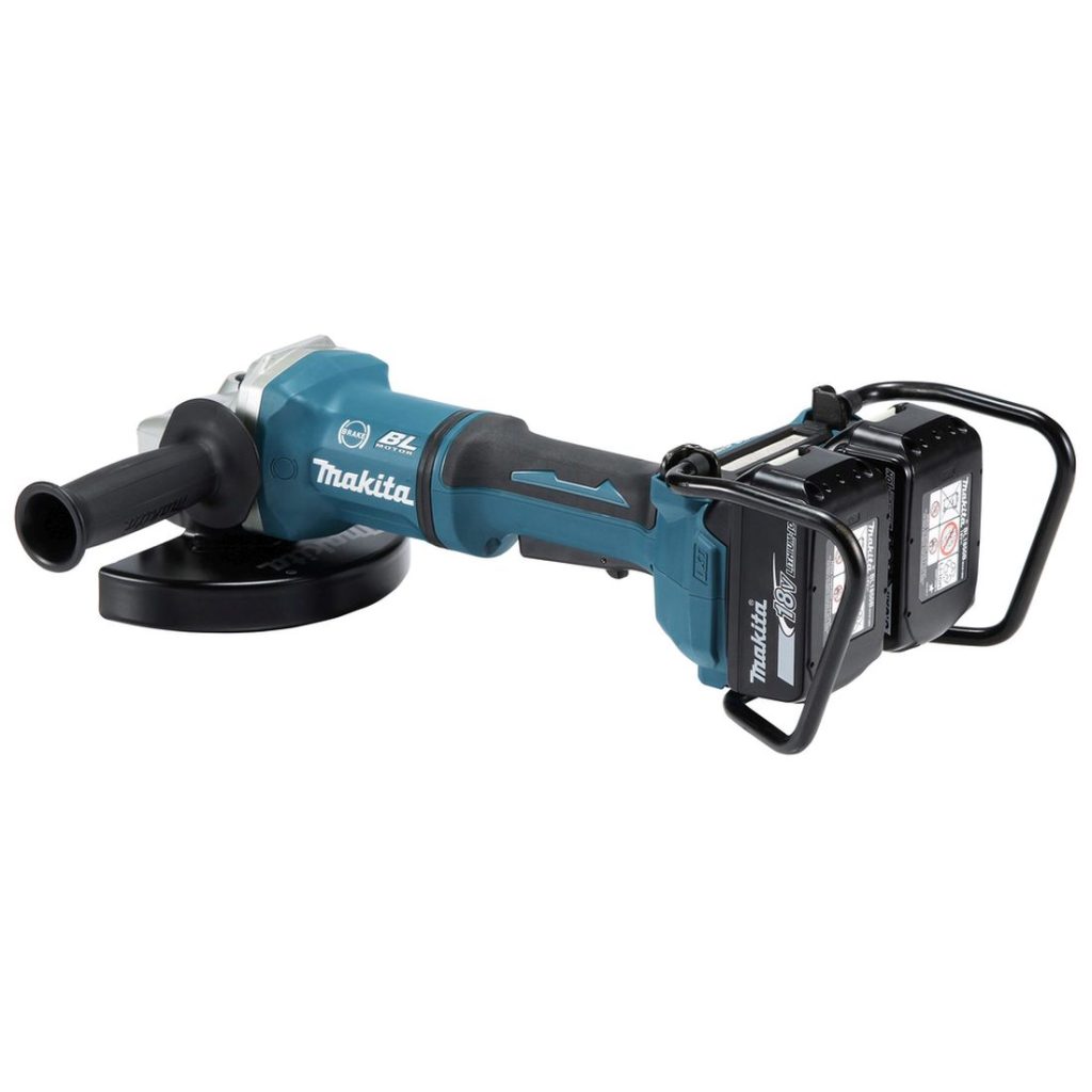 MAKITA Kulmahiomakone LXT. Kuvassa Kulmahiomakone LXT vasemmalta takayläviistosta.