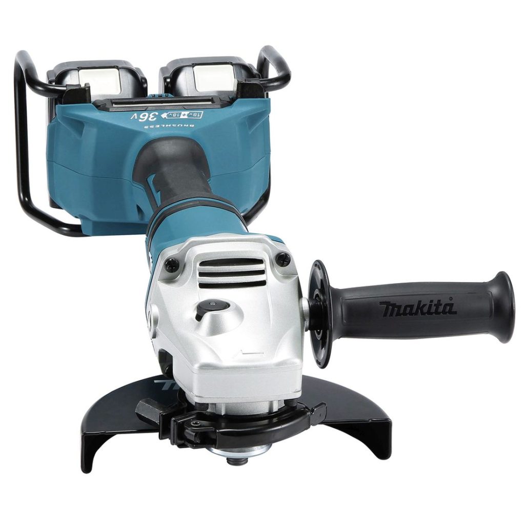 MAKITA Kulmahiomakone LXT. Kuvassa Kulmahiomakone LXT vasemmalta etuyläviistosta.