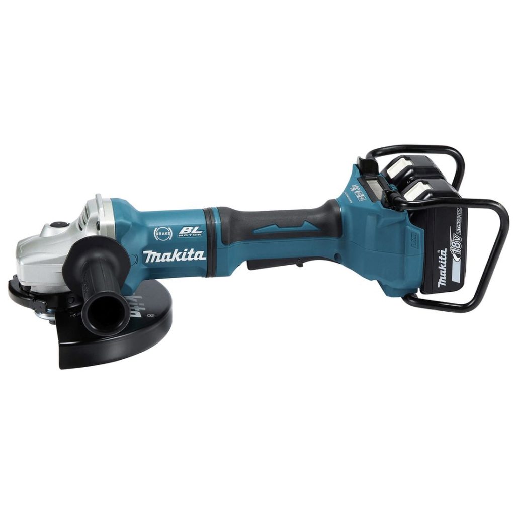 MAKITA Kulmahiomakone LXT. Kuvassa Kulmahiomakone LXT vasemmalta sivustapäin.