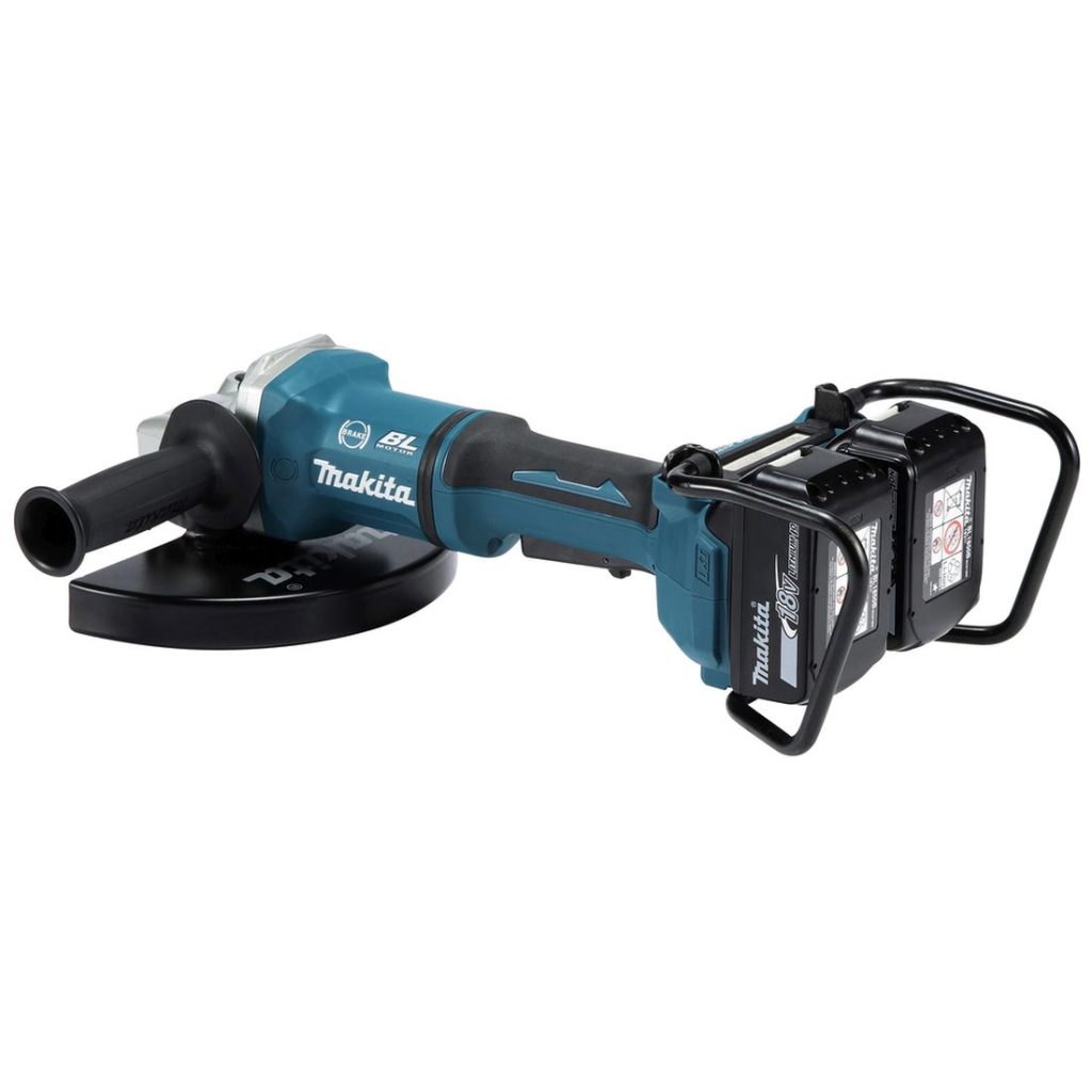 MAKITA Kulmahiomakone LXT. Kuvassa Kulmahiomakone LXT vasemmalta takayläviistosta.