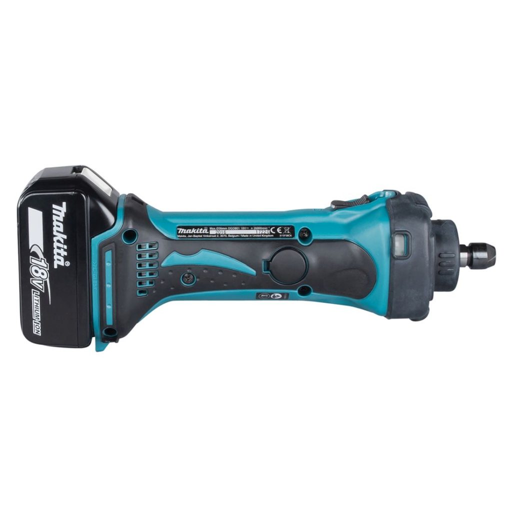 MAKITA Suorahiomakone LXT. Kuvassa Suorahiomakone LXT oikealta sivustapäin.