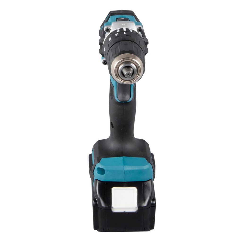 MAKITA Iskuporakone LXT. Kuvassa Iskuporakone LXT edestäpäin.