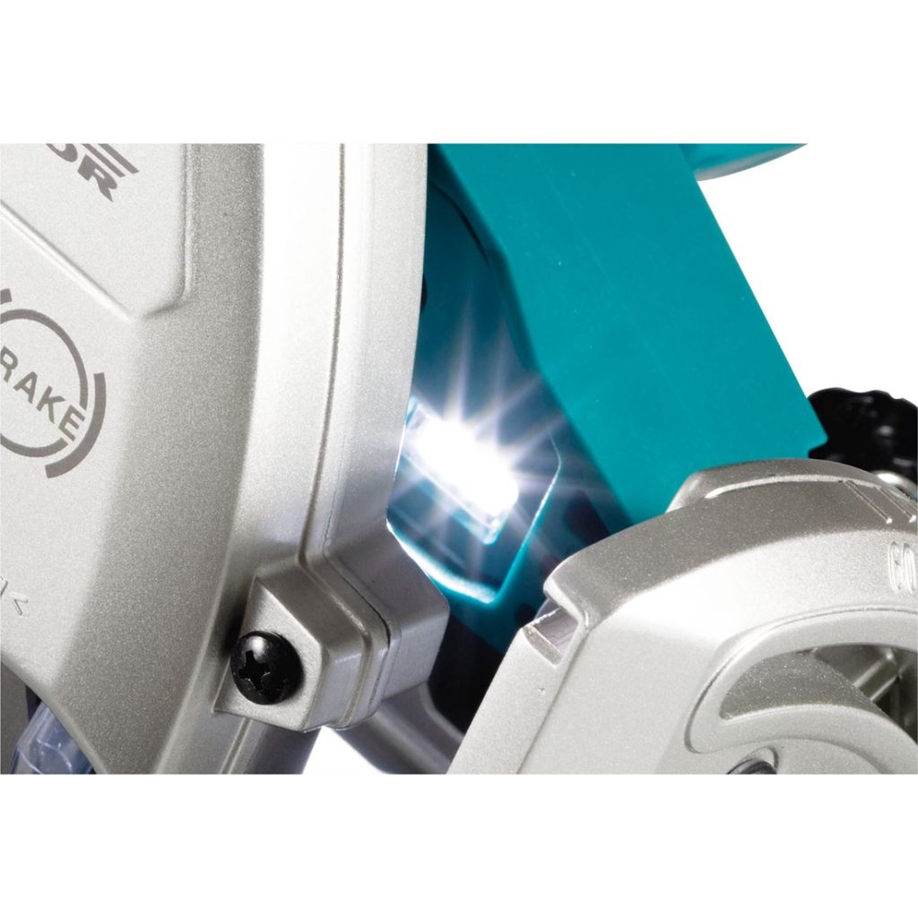 MAKITA Pyörösaha LXT. Lähikuvassa Pyörösaha LXT:n LED-valo.