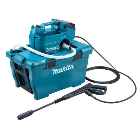 MAKITA Painepesuri LXT. Kuvassa Painepesuri LXT ja vesisäiliö oikealta etuyläviistosta.