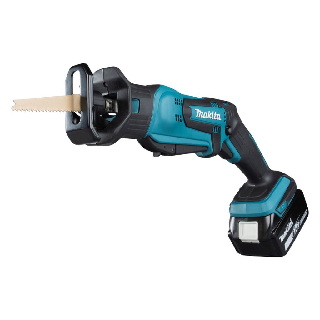 MAKITA Puukkosaha LXT. Kuvassa Puukkosaha LXT oikealta etuviistosta.