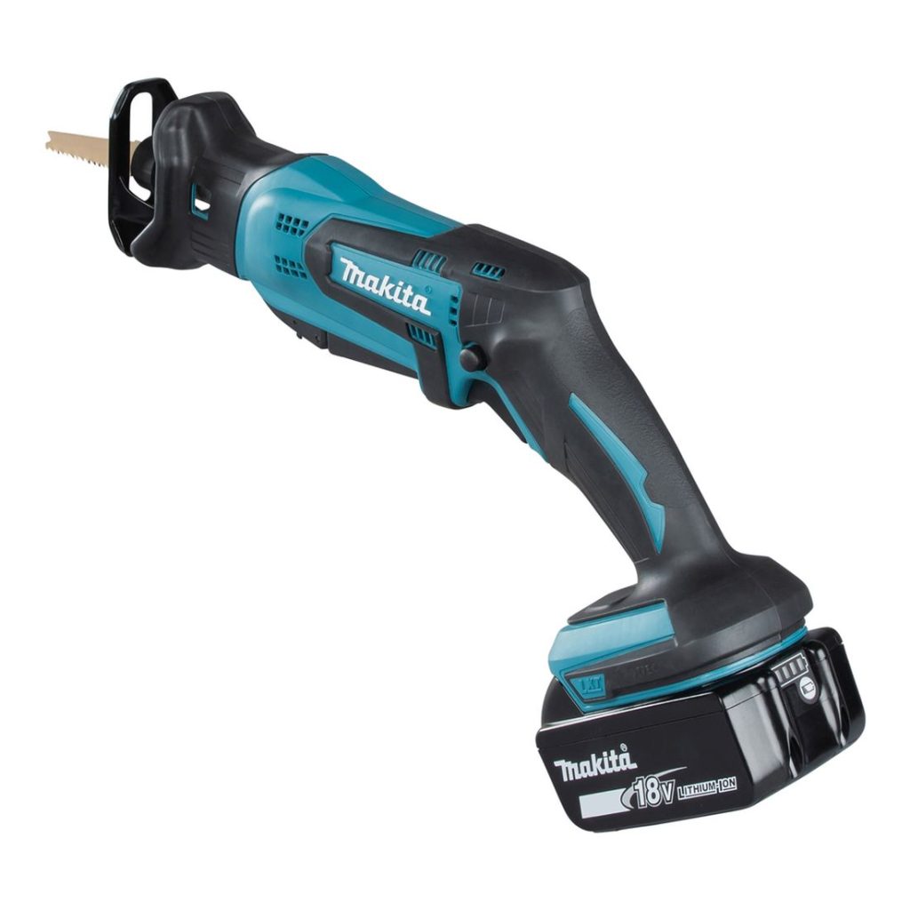 MAKITA Puukkosaha LXT. Kuvassa Puukkosaha LXT vasemmalta takayläviistosta.