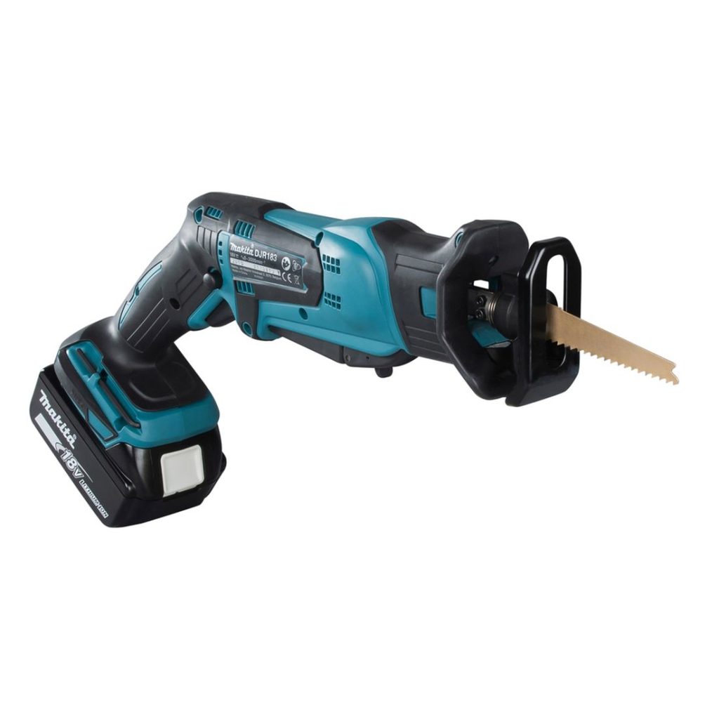 MAKITA Puukkosaha LXT. Kuvassa Puukkosaha LXT vasemmalta etuyläviistosta.