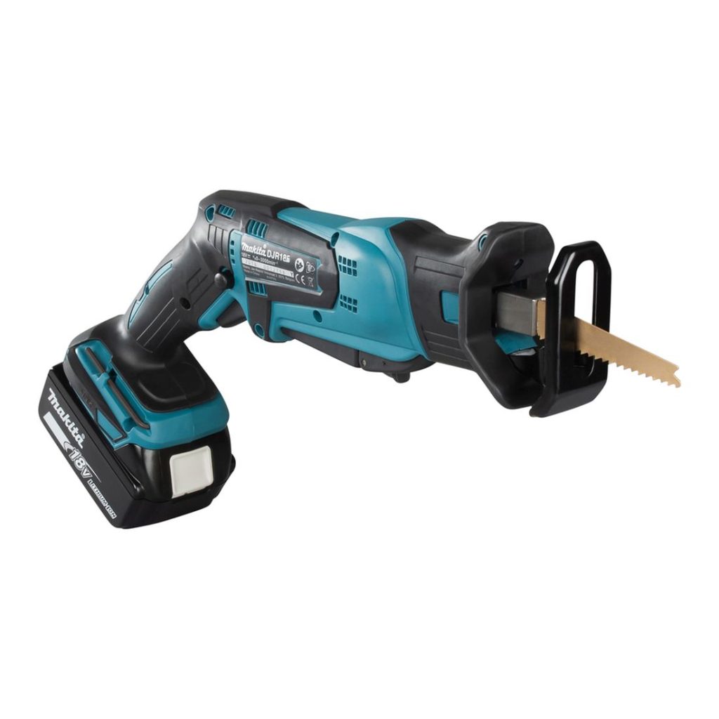 MAKITA Puukkosaha LXT. Kuvassa Puukkosaha LXT vasemmalta etuyläviistosta.