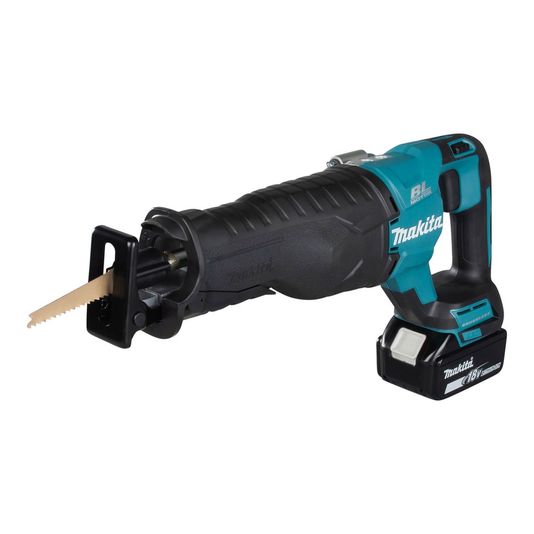 MAKITA Puukkosaha LXT. Kuvassa Puukkosaha LXT oikealta etuyläviistosta.