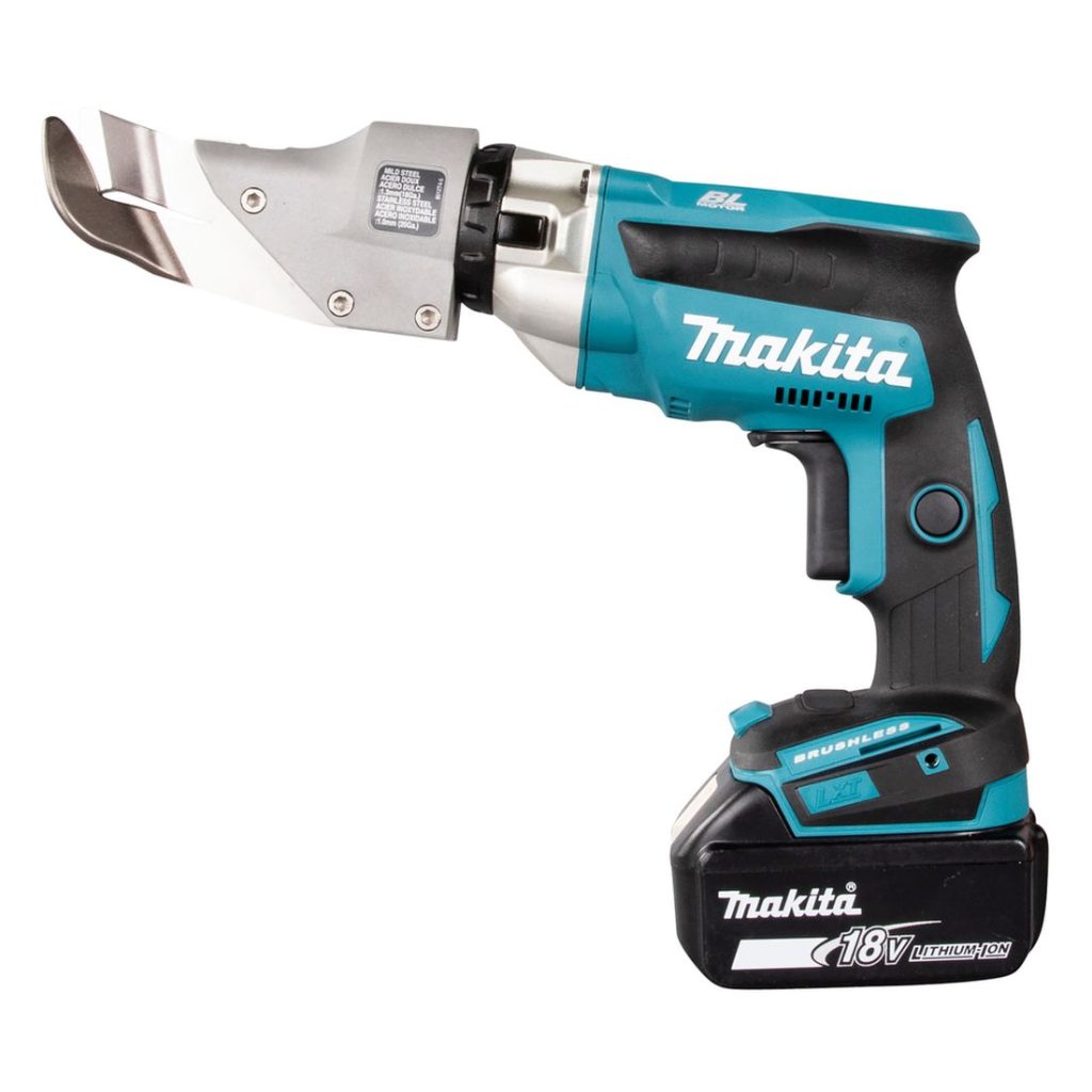 MAKITA Levyleikkuri LXT. Kuvassa Levyleikkuri LXT vasemmalta sivustapäin.