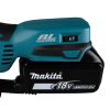 MAKITA Pistosaha LXT. Lähikuvassa Pistosaha LXT:n portaaton nopeudedsäädin.