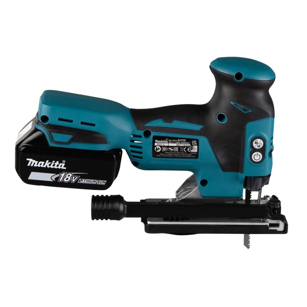 MAKITA Pistosaha LXT. Kuvassa Pistosaha LXT oikealta sivustapäin.