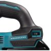 MAKITA Pistosaha LXT. Lähikuvassa Pistosaha LXT:n portaaton nopeudensäädin.