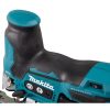 MAKITA Pistosaha LXT. Lähikuvassa Pistosaha LXT:n ergonomisesta rungosta takayläviistosta.