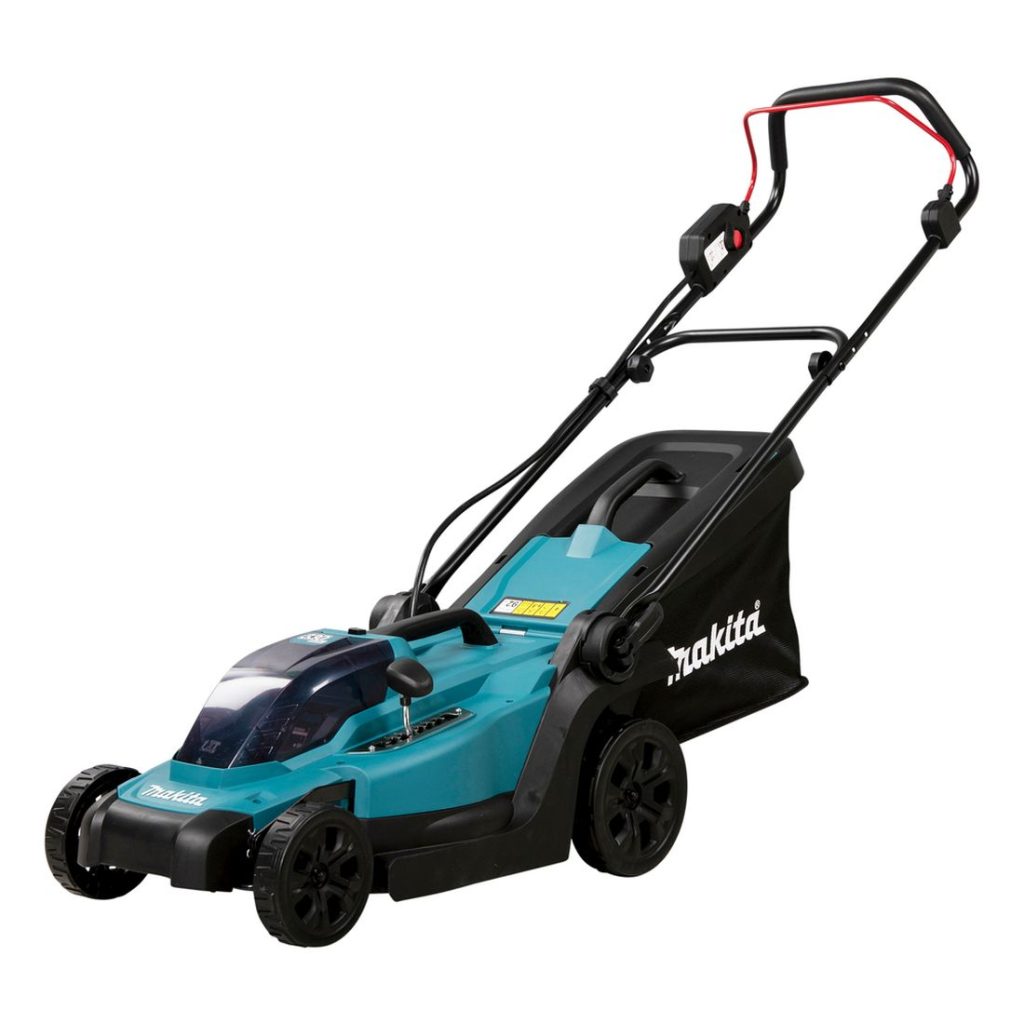 MAKITA Ruohonleikkuri LXT. Kuvassa Ruohonleikkuri LXT oikealta etuviistosta.