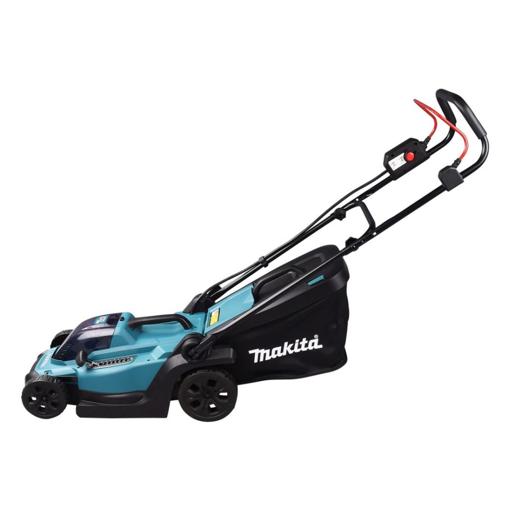 MAKITA Ruohonleikkuri LXT. Kuvassa Ruohonleikkuri LXT oikealta sivustapäin yläviistosta.