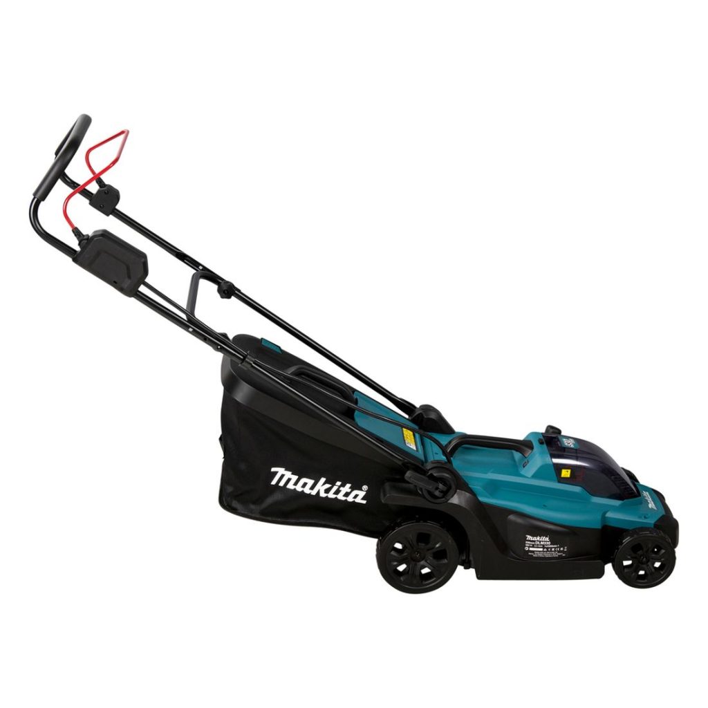 MAKITA Ruohonleikkuri LXT. Kuvassa Ruohonleikkuri LXT oikealta sivustapäin.