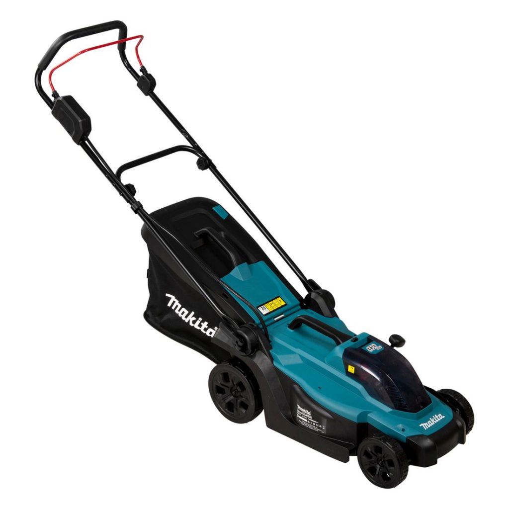 MAKITA Ruohonleikkuri LXT. Kuvassa Ruohonleikkuri LXT vasemmalta etuyläviistosta.
