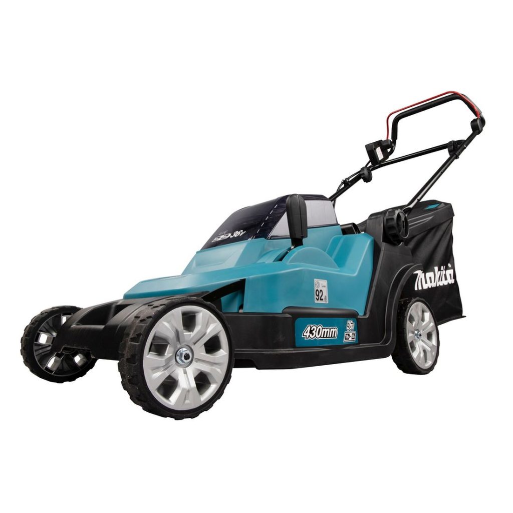MAKITA Ruohonleikkuri LXT. Kuvassa Ruohonleikkuri LXT oikealta etuviistosta.