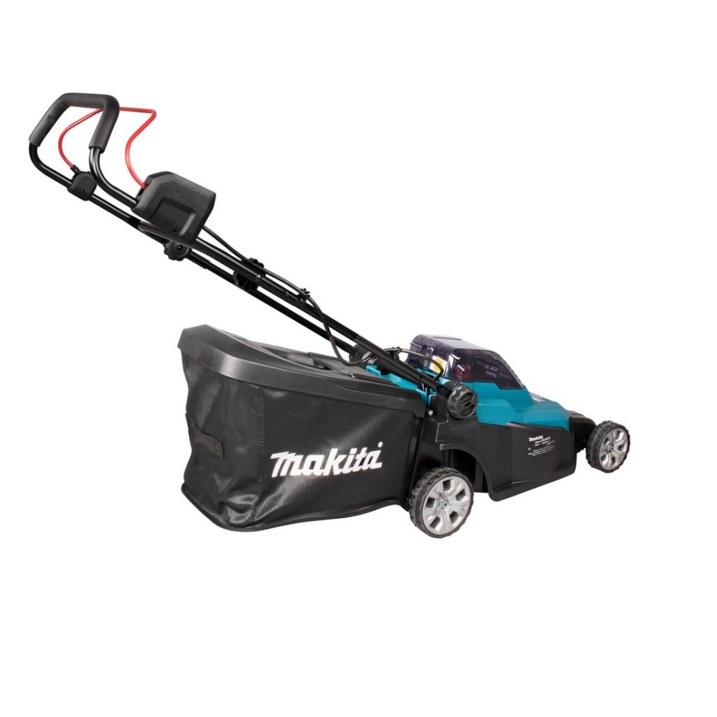 MAKITA Ruohonleikkuri LXT. Kuvassa Ruohonleikkuri LXT oikealta takayläviistosta.