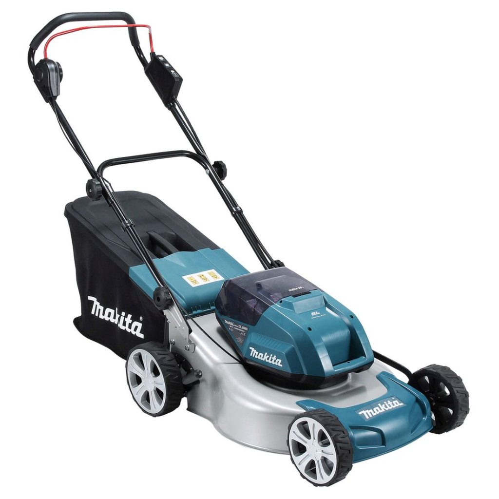 MAKITA Ruohonleikkuri LXT. Kuvassa Ruohonleikkuri LXT vasemmalta etuyläviistosta.