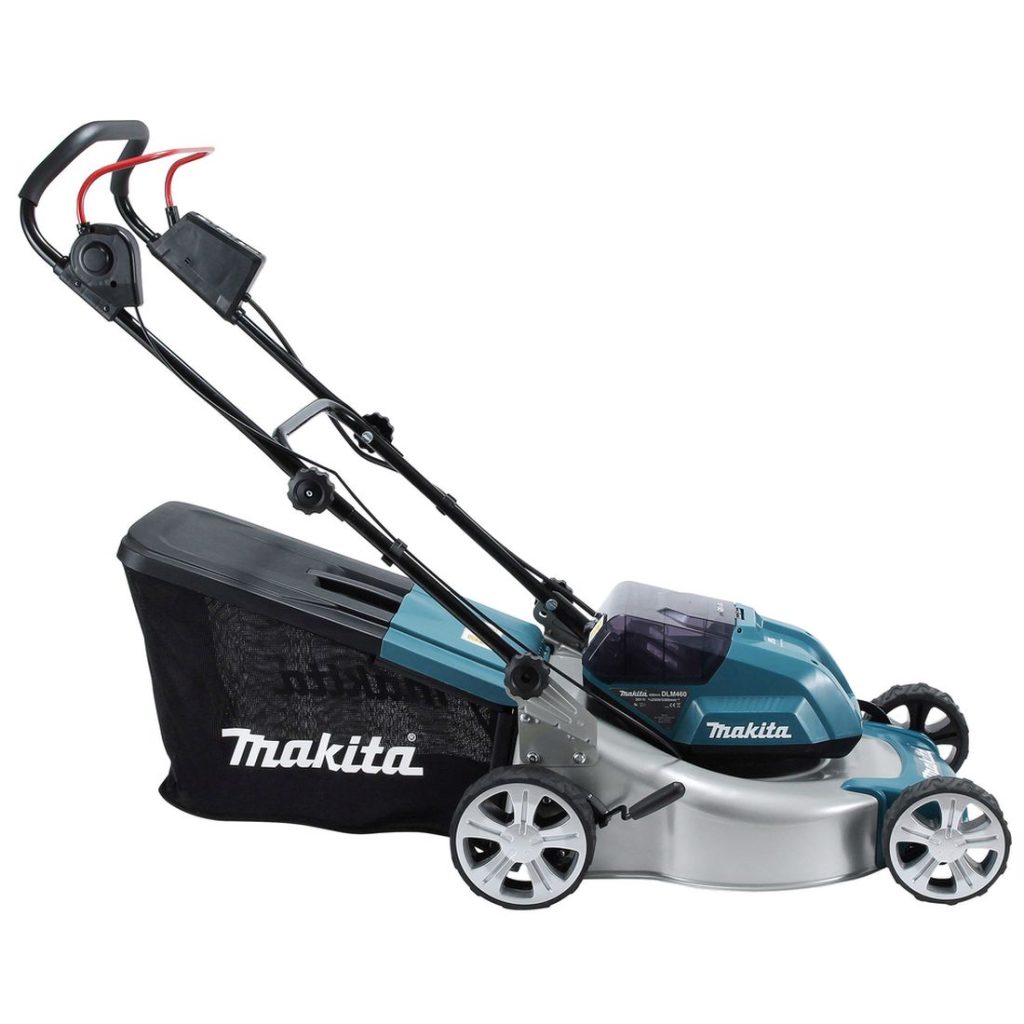 MAKITA Ruohonleikkuri LXT. Kuvassa Ruohonleikkuri LXT oikealta sivustapäin yläviistosta.
