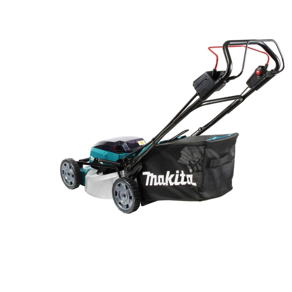 MAKITA Ruohonleikkuri LXT. Kuvassa Ruohonleikkuri LXT vasemmalta takaviistosta.