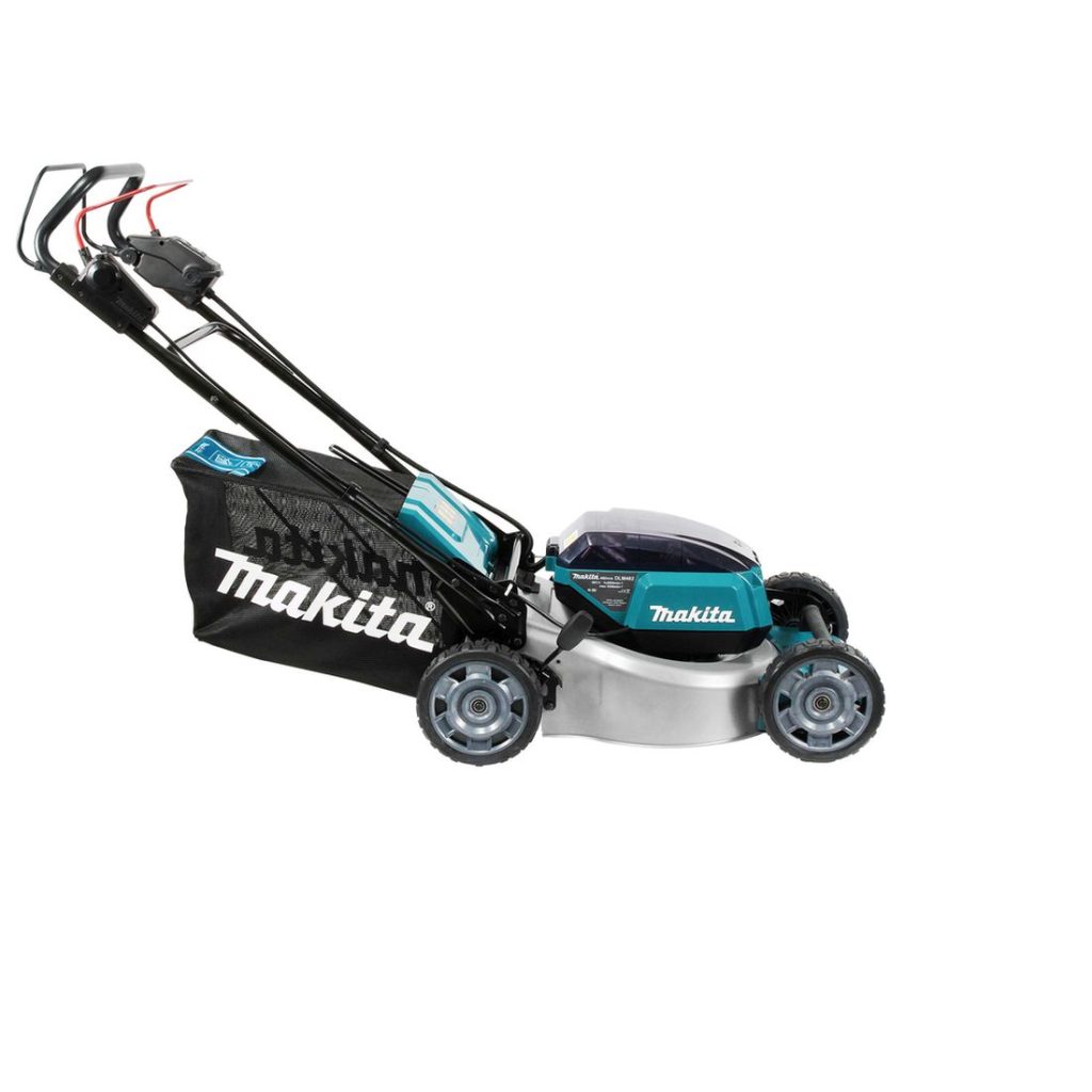 MAKITA Ruohonleikkuri LXT. Kuvassa Ruohonleikkuri LXT oikealta sivustapäin yläviistosta.