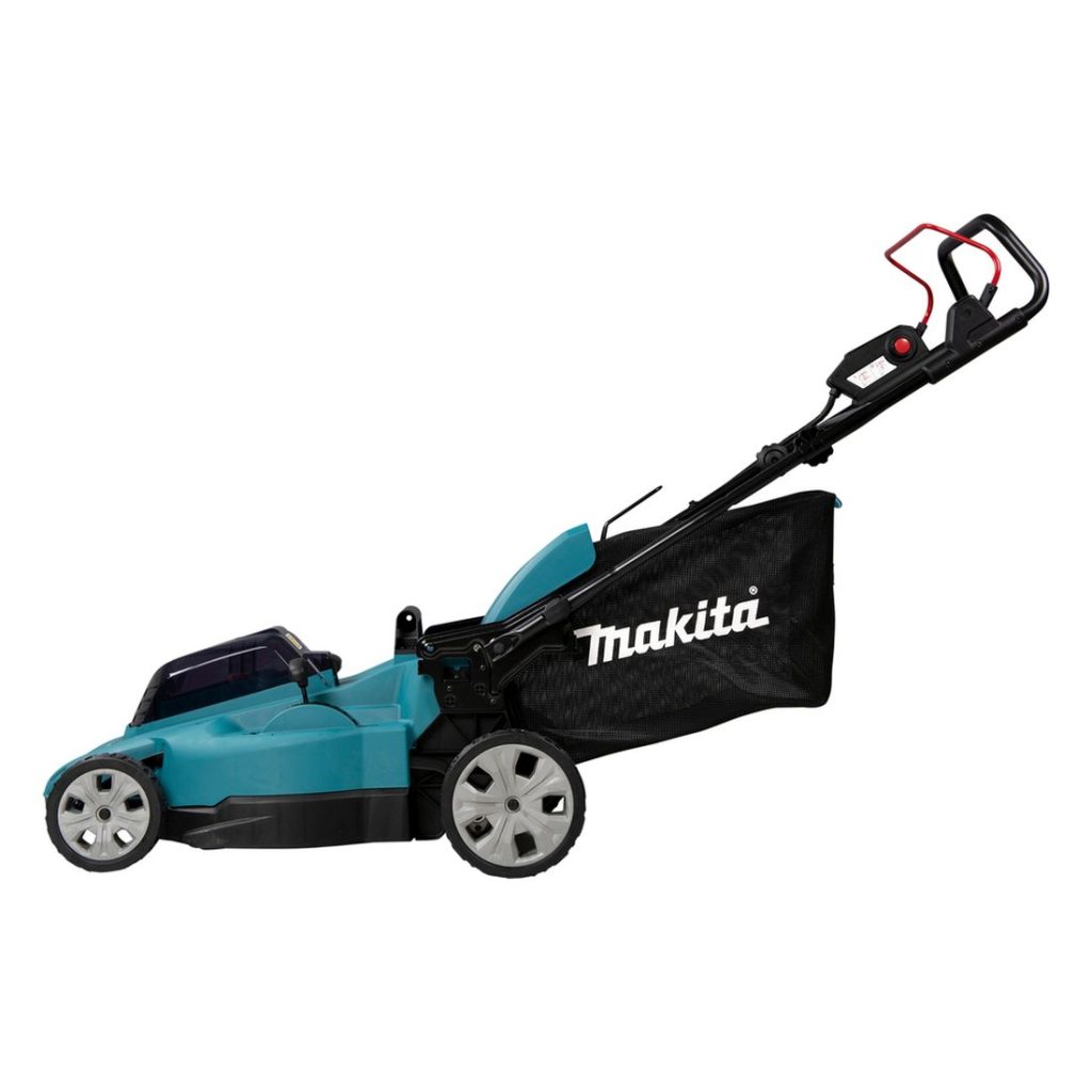 MAKITA Ruohonleikkuri LXT. Kuvassa Ruohonleikkuri LXT vasemmalta sivustapäin.