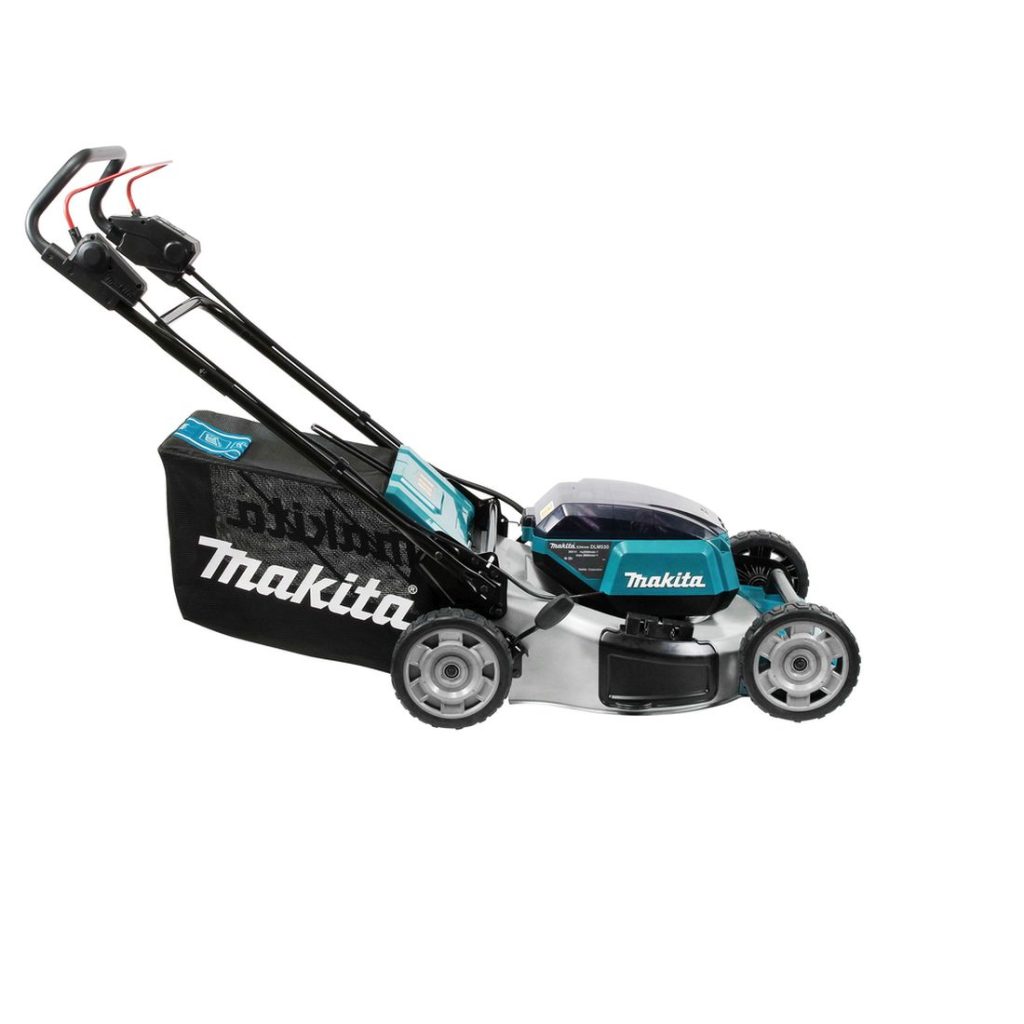 MAKITA Ruohonleikkuri LXT. Kuvassa Ruohonleikkuri LXT oikealta sivustapäin yläviistosta.