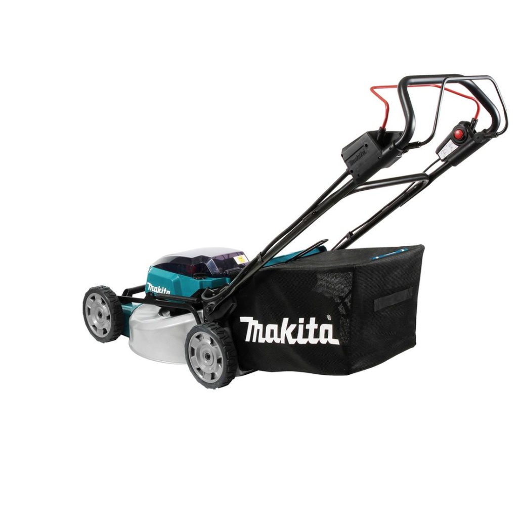 MAKITA Ruohonleikkuri LXT. Kuvassa Ruohonleikkuri LXT vasemmalta takaviistosta.