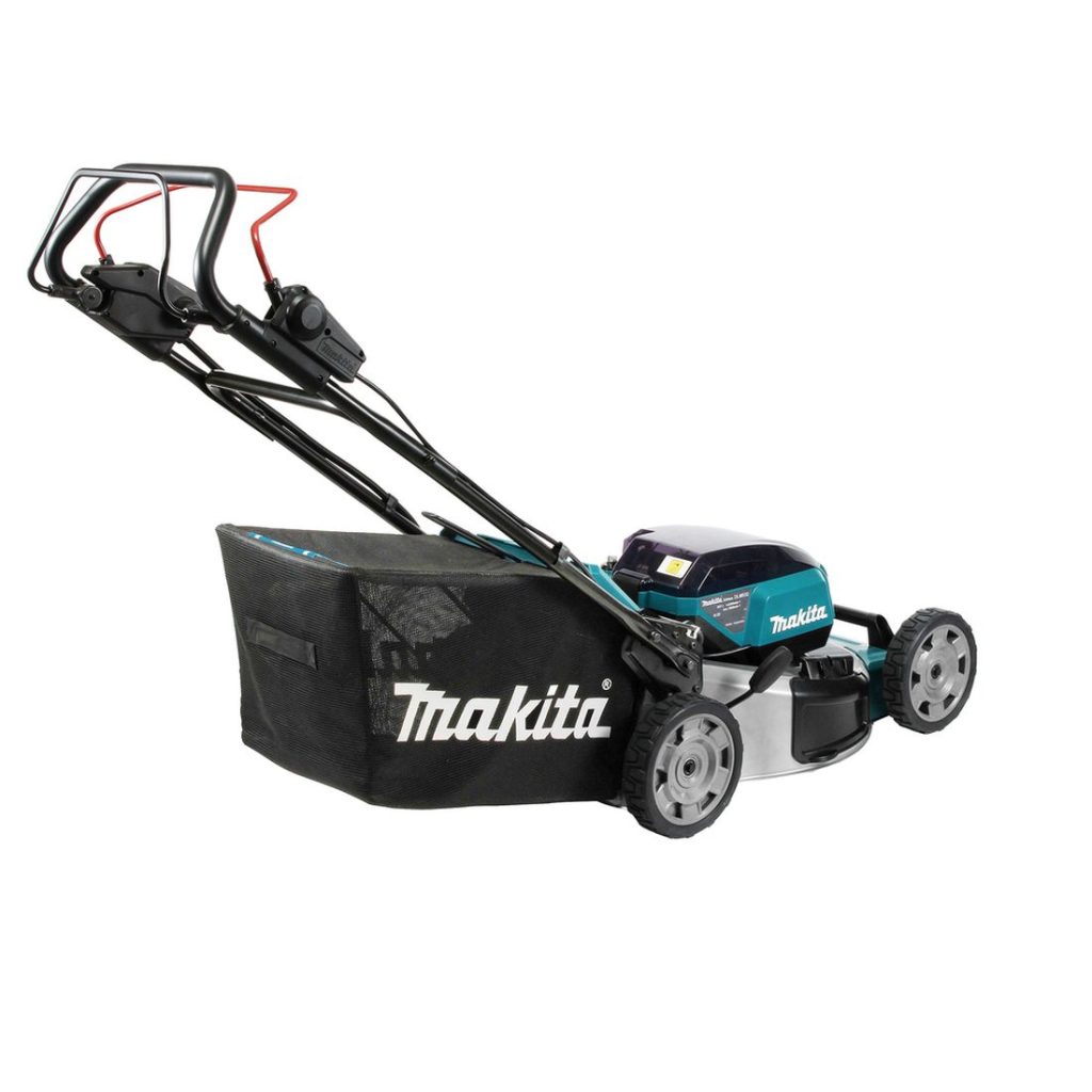 MAKITA Ruohonleikkuri LXT. Kuvassa Ruohonleikkuri LXT oikealta takaviistosta.