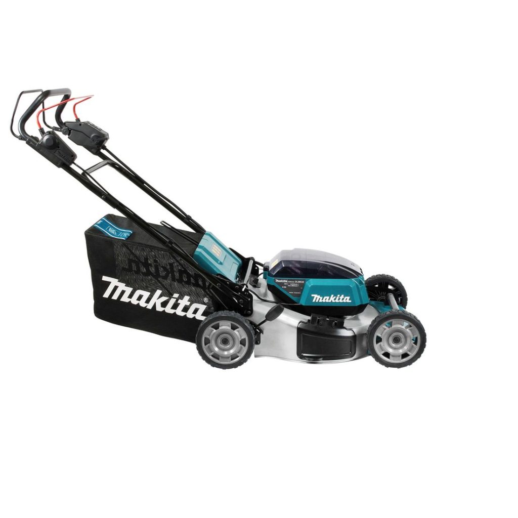 MAKITA Ruohonleikkuri LXT. Kuvassa Ruohonleikkuri LXT oikealta sivustapäin.
