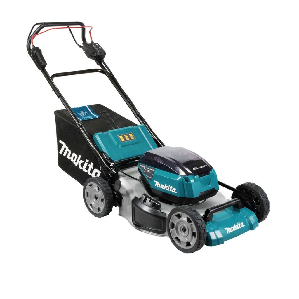 MAKITA Ruohonleikkuri LXT. Kuvassa Ruohonleikkuri LXT vasemmalta etuyläviistosta.
