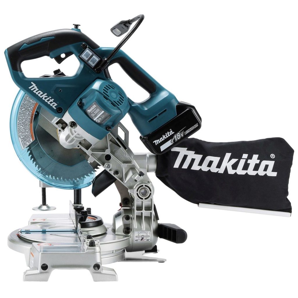 MAKITA Katkaisu- ja jiirisaha LXT. Kuvassa Katkaisu- ja jiirisaha LXT oikealta sivustapäin.