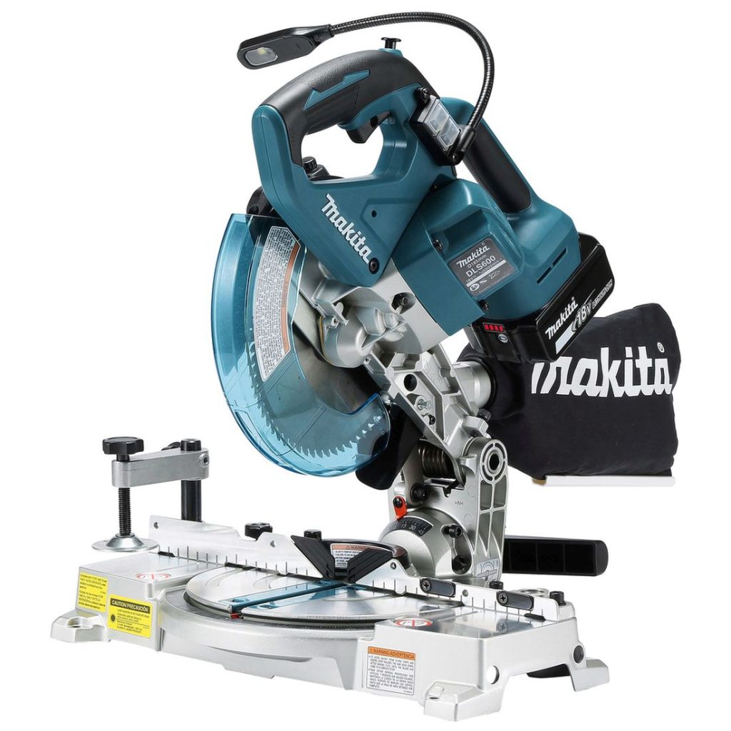 MAKITA Katkaisu- ja jiirisaha LXT. Kuvassa Katkaisu- ja jiirisaha LXT oikealta etuyläviistosta.