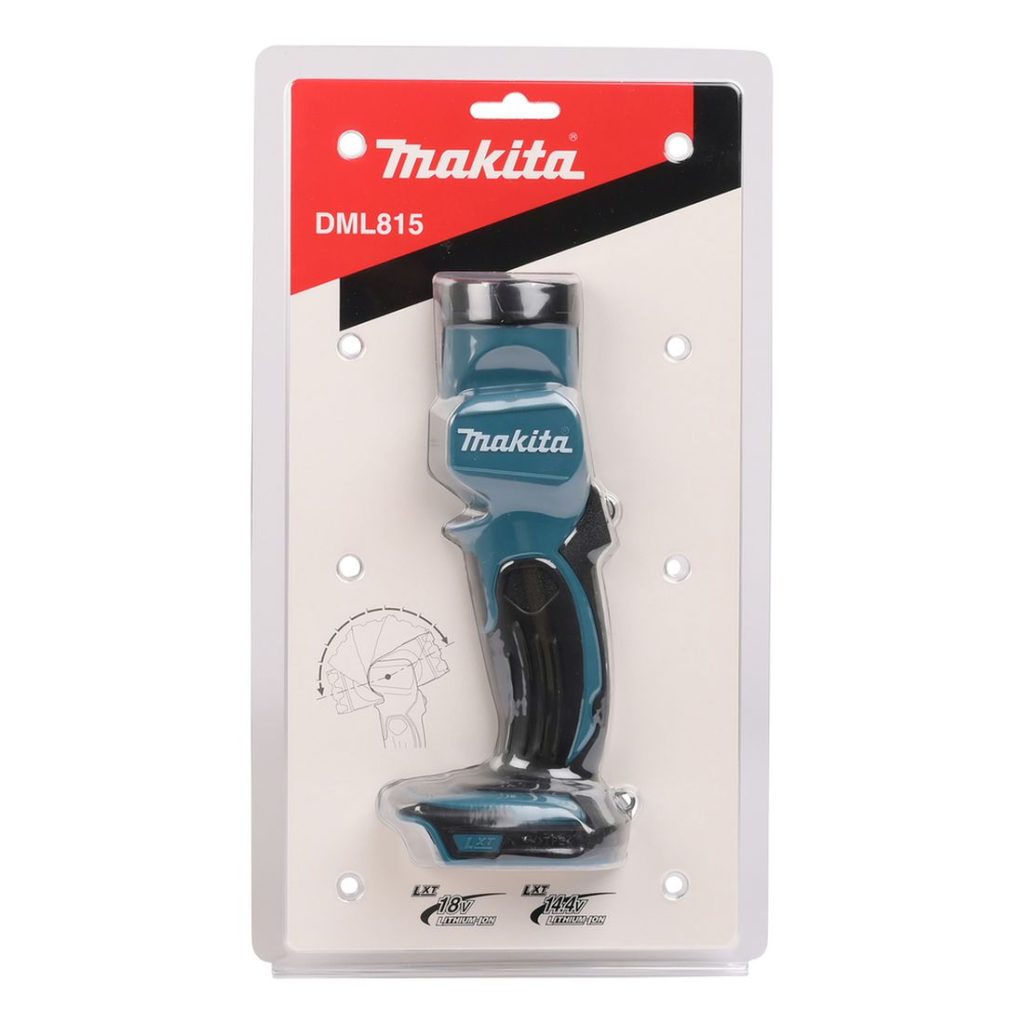 MAKITA LED-valaisin LXT. Kuvassa tuotteen myyntipakkaus edestäpäin.