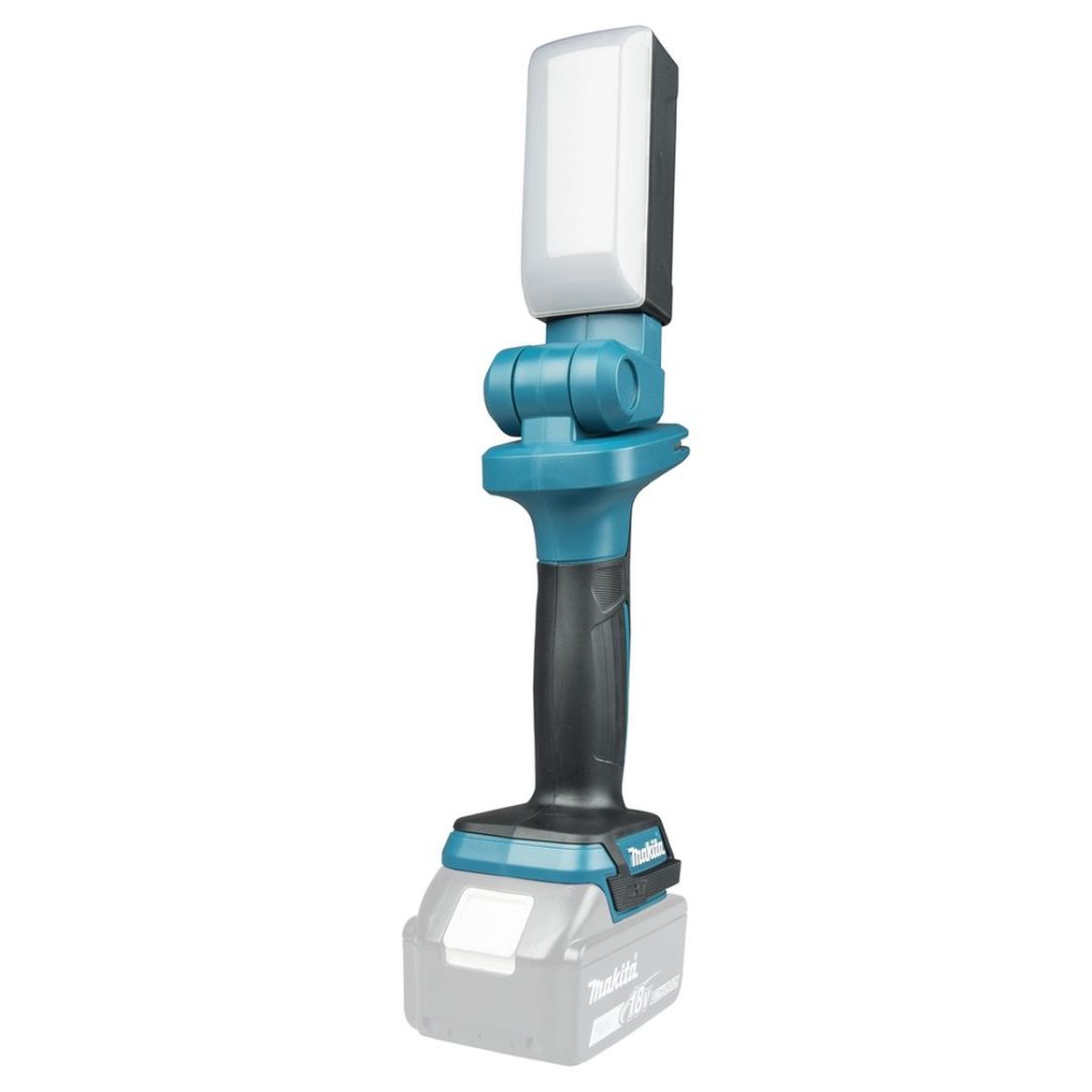 MAKITA LED-valaisin LXT. Kuvassa LED-valaisin LXT oikealta etuviistosta.