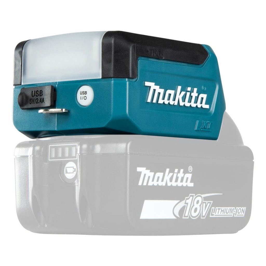 MAKITA LED-valaisin LXT. Kuvassa LED-valaisin LXT oikealta etuviistosta.