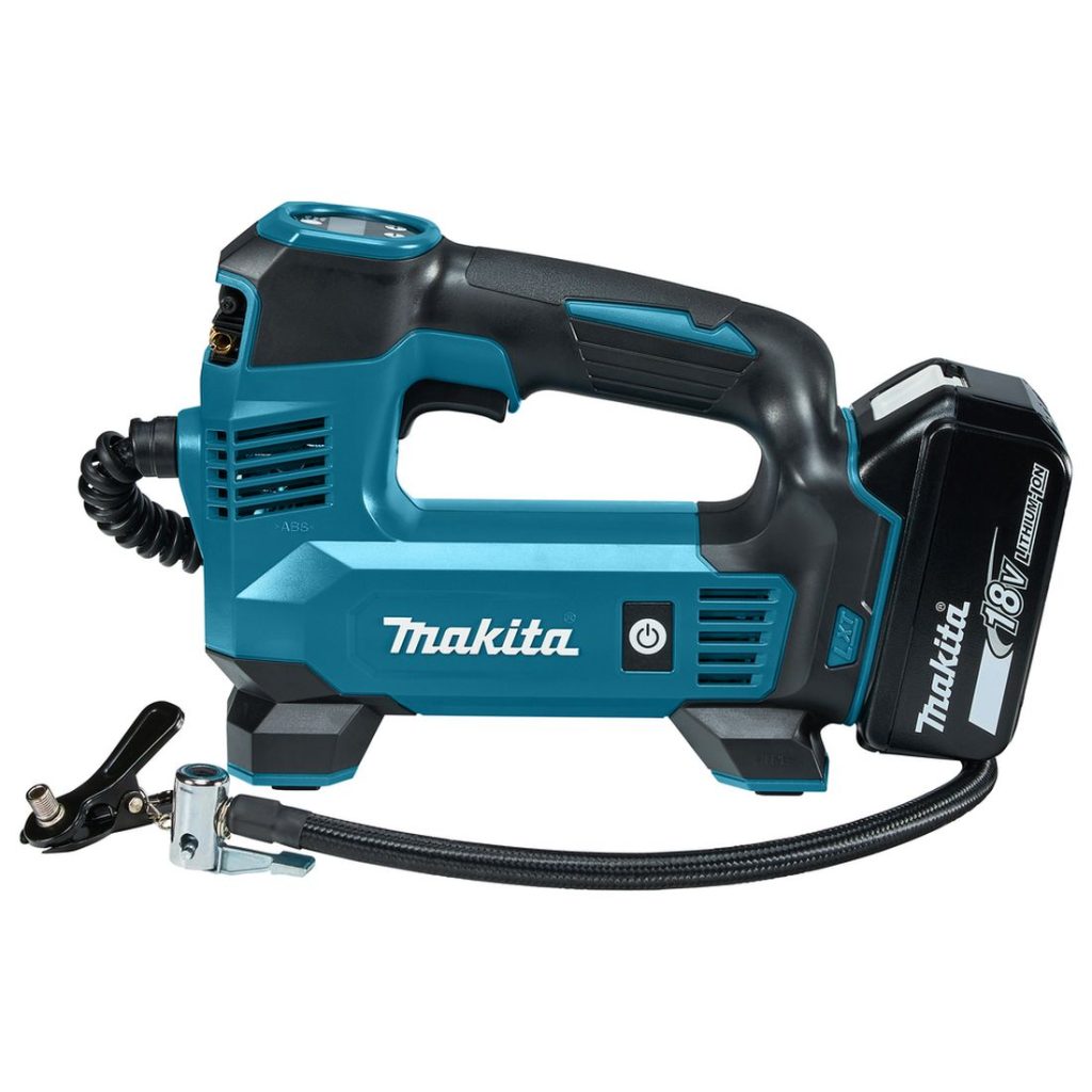 MAKITA Ilmapumppu LXT. Kuvassa Ilmapumppu LXT vasemmalta sivustapäin.