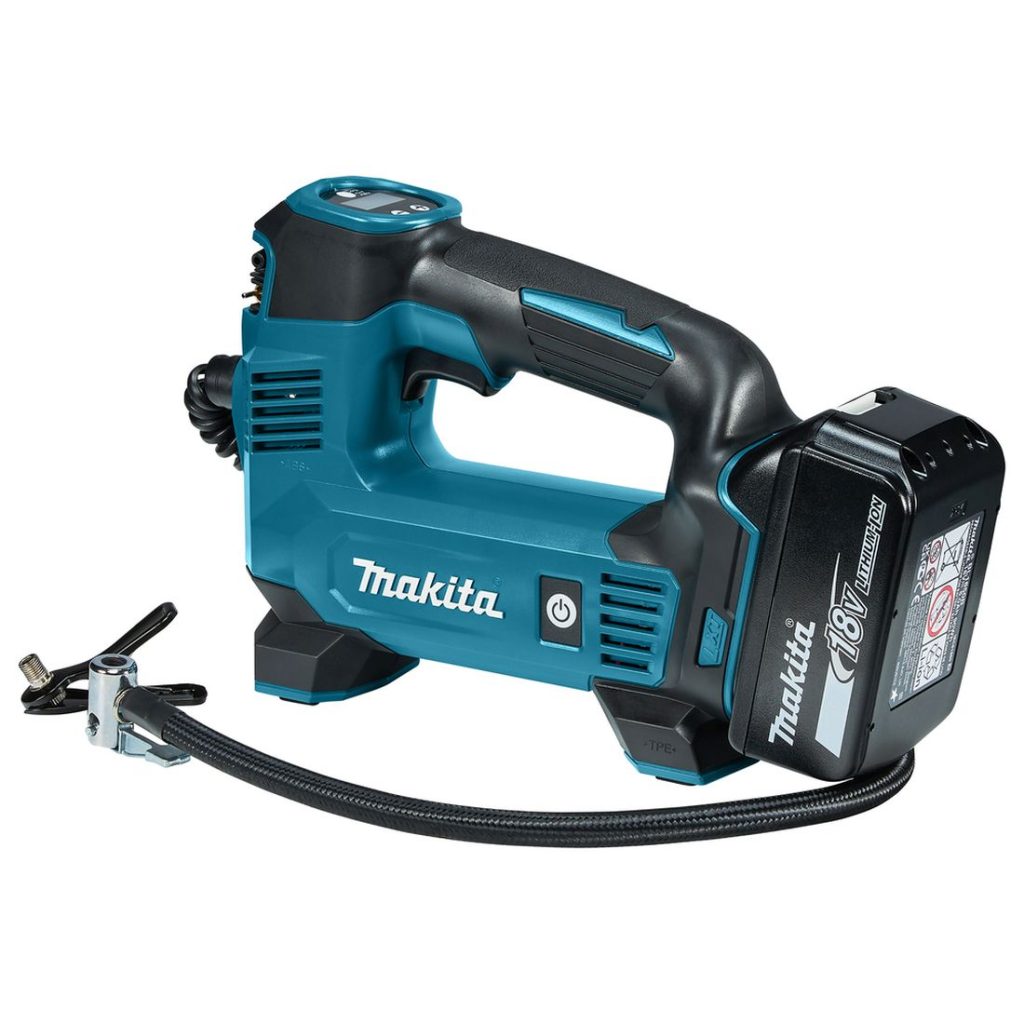 MAKITA Ilmapumppu LXT. Kuvassa Ilmapumppu LXT vasemmalta takayläviistosta.