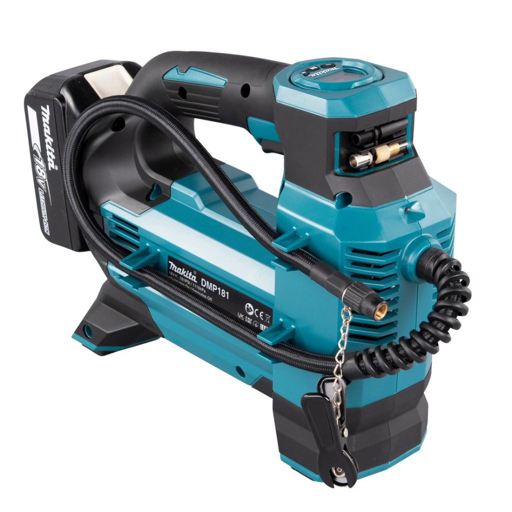 MAKITA Ilmapumppu LXT. Kuvassa Ilmapumppu LXT vasemmalta etuyläviistosta.