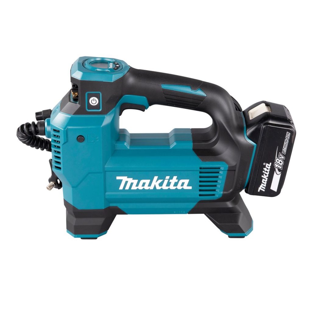 MAKITA Ilmapumppu LXT. Kuvassa Ilmapumppu LXT vasemmalta sivustapäin.