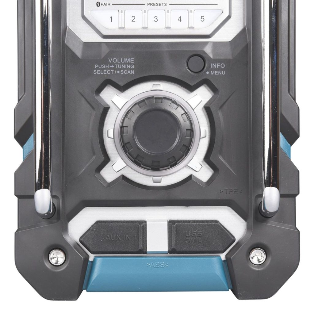 MAKITA Radio CXT / LXT. Lähikuvassa Radio CXT / LXT:n säätöpyörä.