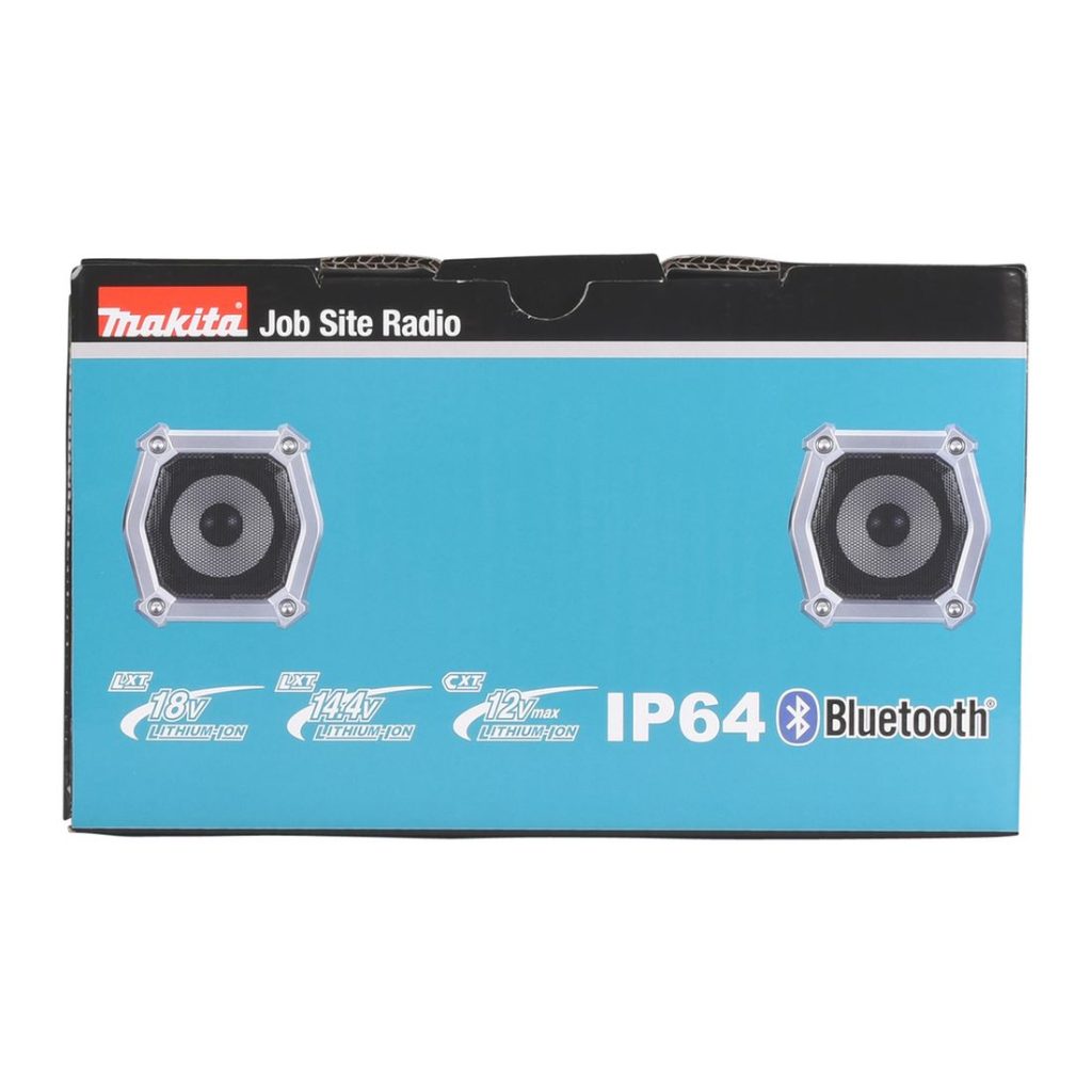 MAKITA Radio CXT / LXT. Kuvassa tuotteen myyntipakkaus ylhäältäpäin.