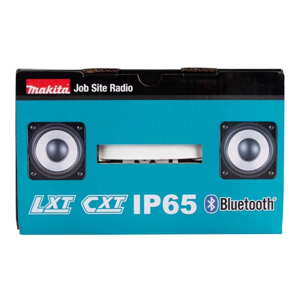 MAKITA Radio CXT / LXT. Kuvassa tuotteen myyntipakkaus ylhäältäpäin.