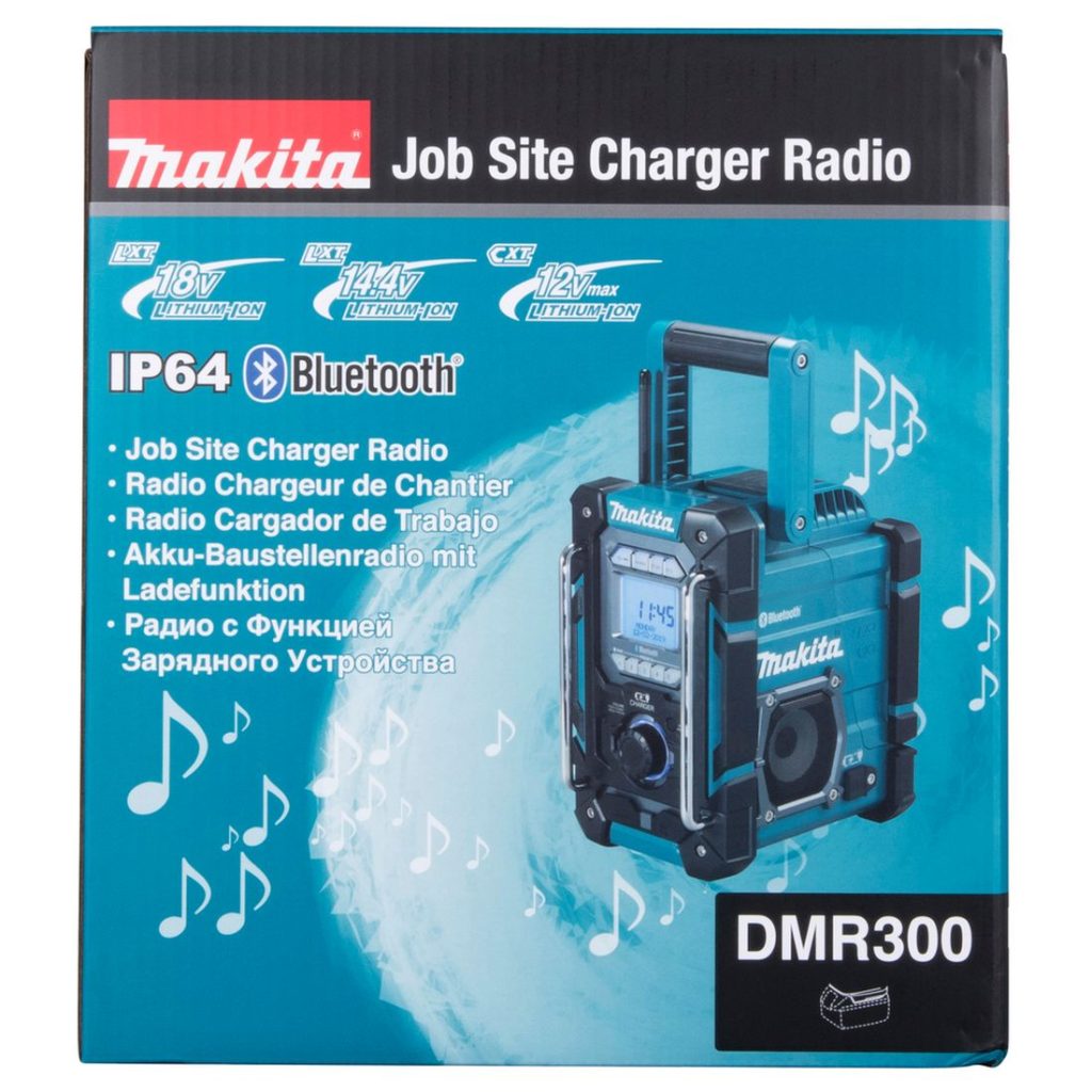 MAKITA Radio CXT / LXT. Kuvassa tuotteen myyntipakkaus edestäpäin.