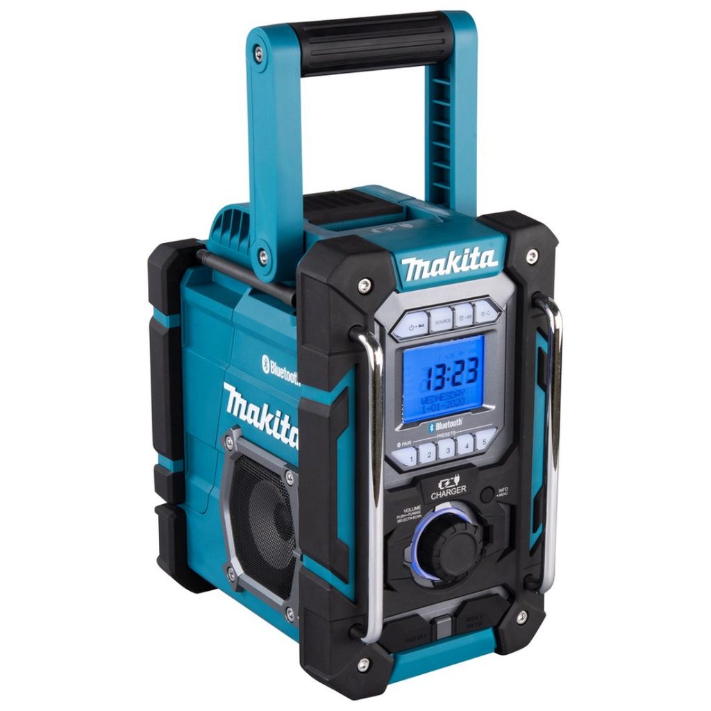 MAKITA Radio CXT / LXT. Kuvassa Radio CXT / LXT vasemmalta etuyläviistosta. MAKITA Radio CXT / LXT. Kuvassa Radio CXT / LXT oikealta sivustapäin.