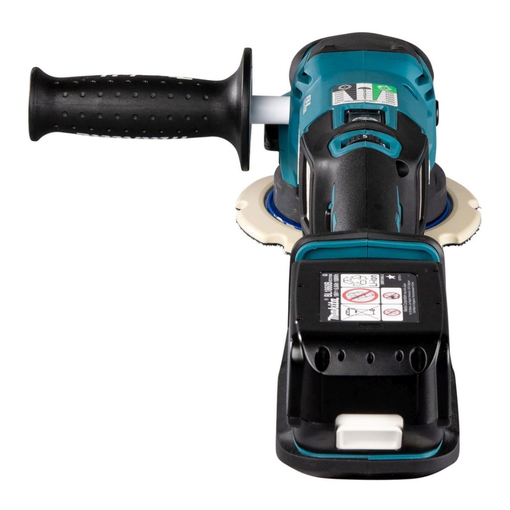 MAKITA Kiillotuskone LXT. Kuvassa Kiillotuskone LXT takaapäin yläviistosta.