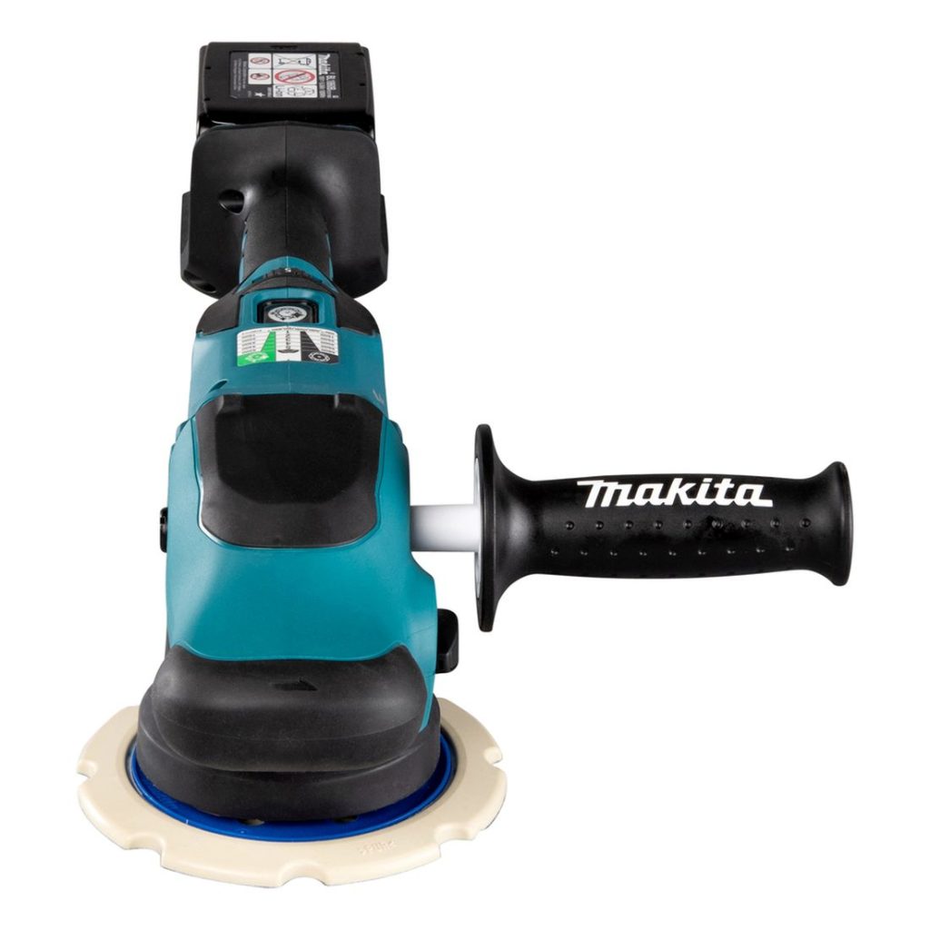 MAKITA Kiillotuskone LXT. Kuvassa Kiillotuskone LXT edestäpäin yläviistosta.